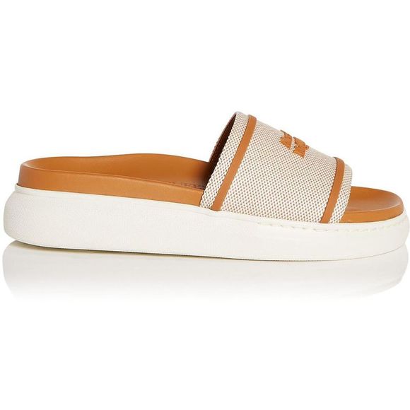 Alexander McQueen Womens Suola Gomma Tan Logo Slip On Slide Sandals Shoes NWT - Picture 2 of 3